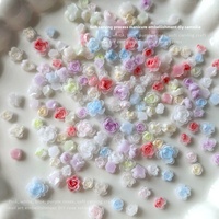 Paso Sico 50Pcs Resin Soft Carved Three-dimensional Camellia Nail Art Accessories Pink Blue Flowers DIY Handmade Wearable