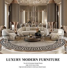 Ensemble de canapés sectionnels incurvés en cuir véritable haut de gamme, meubles sur mesure, luxe moderne, villa, entièrement rembourrés, <span class=keywords><strong>service</strong></span> complet - Product Image 2