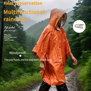 เสื้อกันฝนฉุกเฉินแบบใช้แล้วทิ้ง สีส้ม ชิ้นเดียว ช่วยชีวิตได้ เหมาะสำหรับการตั้งแคมป์ ปีนเขา ป้องกันอาการหนาวจัด ใช้ได้ทุกฤดู - Product Image 2