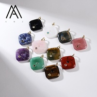 Pendentifs en pierres précieuses naturelles en forme de coussin, plaqués or 18 carats, incrustés de zircon, pour la fabrication de bijoux