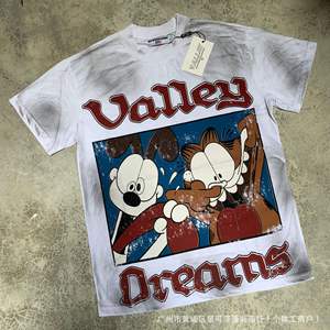 T-shirt ample à manches courtes 100 % coton pour homme, style sportif hip-hop, avec imprimé vintage délavé <span class=keywords><strong>Valley</strong></span> Dream, collection Vallée de la rivière Danshui - Product Image 5