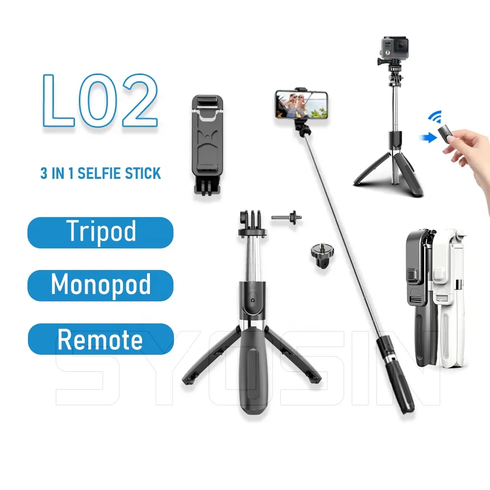 SYOSIN 2021 Nuovo Regolatore A Distanza Senza Fili 4 in 1 L02 Bastone Selfie Treppiede per Smartphone Fotocamera Gopro