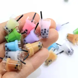 100pcs Resin Charms 3D Juice Bottle Pearl Milk Tea Cup Pendants For DIY Earrings Fashion Jewelry Accessories Craft