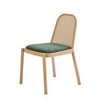 Ensemble de chaises de salle à manger en rotin tressé de style nordique, sans accoudoirs, non pivotantes, avec assise rembourrée, pour extérieur, balcon, maison, restaurant, maison d'hôtes