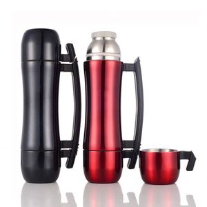 Venta al por mayor: Termo de vacío de acero inoxidable 18/8 con diseño de bala para coche, con 2 tazas y asa - Product Image 4