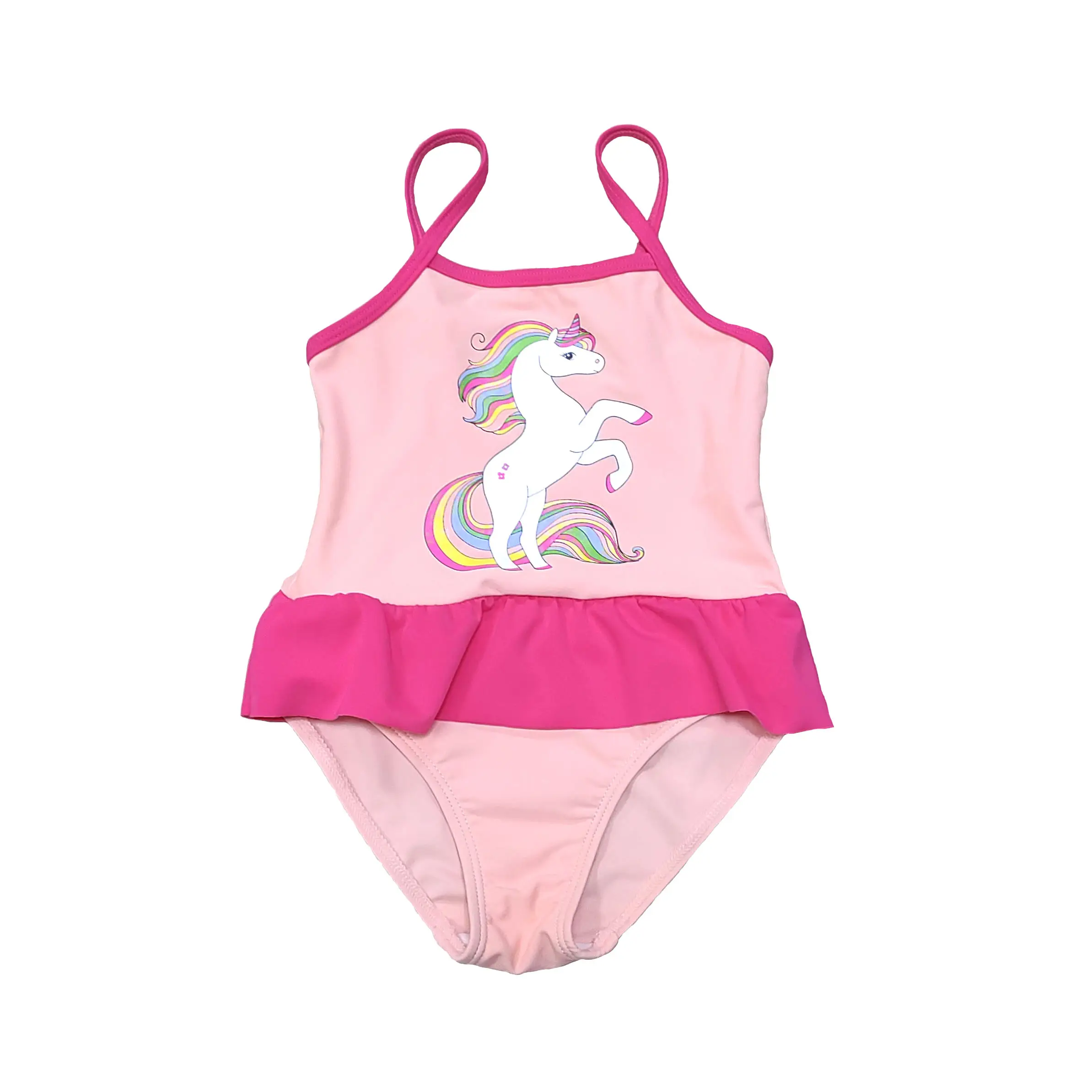 Girls 1 Piece Pink Swimwear With Cute Skirt Rainbow Wildebeest