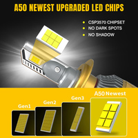 Ampoules de phare LED A50 H1 H3 H7 H8/H11 H4 9005 9006 9012 5202 H13 9007 Canbus 9-60V 55W 6500K Blanc 4300K Jaune pour voiture/camion