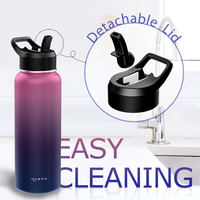 Bouteille d'eau isolée personnalisée en acier inoxydable avec paille pour le sport, l'école de voyage Fiole à vide sans BPA