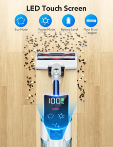 Aspirateur sans fil 45Kpa 550W, aspirateur à manche 60 min d'autonomie, écran LED, anti-emmêlement, 8 en 1, léger <span class=keywords><strong>pour</strong></span> sols durs/tapis/poils d'animaux - Product Image 3