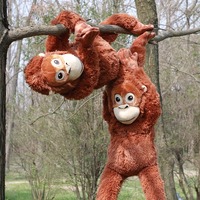 En stock, Nouveauté : Jouet singe rouge en peluche, adorable singe en peluche aux longs bras, jouet singe en peluche doux, poupée gorille en peluche amusante