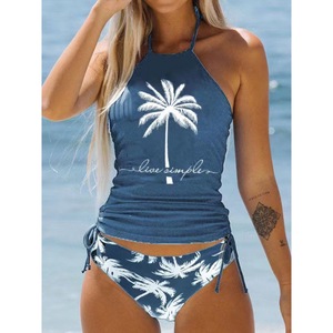 Ensemble <span class=keywords><strong>de</strong></span> bikini sexy imprimé à nouer au dos pour femme, grande taille, <span class=keywords><strong>maillot</strong></span> <span class=keywords><strong>de</strong></span> <span class=keywords><strong>bain</strong></span> <span class=keywords><strong>de</strong></span> plage conservateur avec contrôle du ventre - Product Image 1