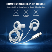 Écouteurs filaires sportifs à clip d'oreille, nouveau design, stéréo confortable, mains libres pour iOS – Vente en gros