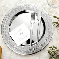 Assiette de service ronde en métal poli miroir de 12 et 13 pouces, plateau de présentation en acier inoxydable pour mariage