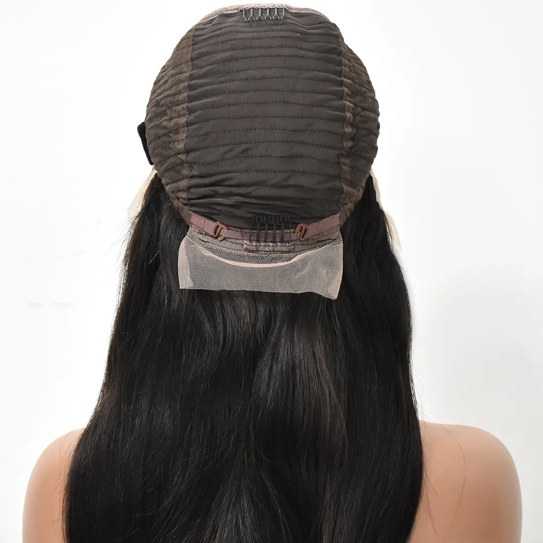 Parrucca frontale in pizzo con pizzo personalizzato, parrucca frontale in pizzo liscio con osso, parrucca da un donatore per capelli umani