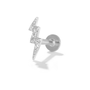 ROXI 18K Lightning Diamond S925 <b>Sterling</b> <b>Silver</b> <b>Stud</b> Earrings 16G Flat Back Thread Piercing Cartilage Earrings - Product Image 2