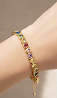 Z H Farbiges CZ Tennis-Armband Vergoldetes Messing Diamant Klassisches Geometrisches Unisex Modeschmuck Elegantes Statement-Design Großhandel