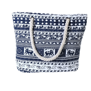 Hot Canvas Tote Bag Two Thick Rope Straps Printed <b>Square</b> Shape Zipper Closure Casual Fashion Women's Polyester Lining - Product Image 1