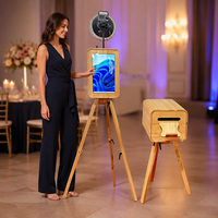 2026 Nieuwe Draagbare Dubbelzijdige Houten Fotohokje 18,5" Touchscreen Spiegel Selfie Kiosk met Vluchtkoffer voor Feest Bruiloft