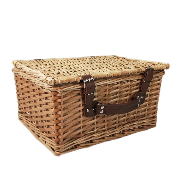 Yilin Wicker Hamper Basket Leather Handles with a Choice of Sizes Storage Basket Woven Handmade Rattan Box