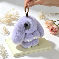 Porte-clés en peluche pour femmes, motif lapin moelleux, couleur personnalisable, accessoire de sac