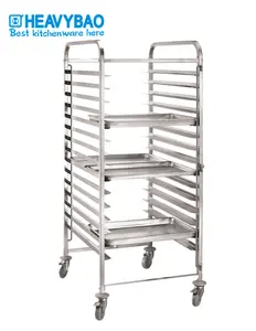 Heavybao Square Tube Bakery Bread Rack Trolley Cart For 15 PCS American Style Pans