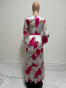 <span class=keywords><strong>Robe</strong></span> <span class=keywords><strong>longue</strong></span> décontractée <span class=keywords><strong>blanche</strong></span> à manches longues, imprimé floral, patchwork multicouche, dernier design 2024, Gt9168 - Product Image 5