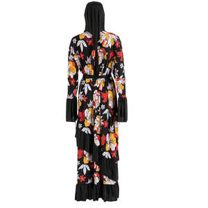 Abbigliamento Islamico Quotidiano all'Ingrosso, Abaya Stampata con Cappuccio per Donne Musulmane, Vestiti Jilbab Turchi, Burqa - Product Image 4