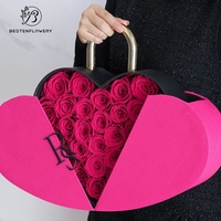 Coffret Cadeau Rose Éternelle en Forme de Cœur, Fleur Éternelle pour Anniversaire, Fête des Mères, Saint-Valentin, Vente en Gros d'Usine Personnalisable