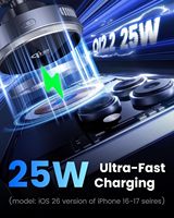 Chargeur de voiture sans fil 25W OEM ODM, support métallique pour grille d'aération, QI2.2, refroidissement rapide, lumière RGB, aimant N52, pour voiture et drone – Meilleure vente mondiale