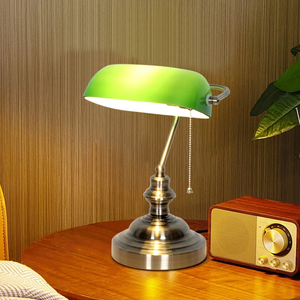 <span class=keywords><strong>Lampe</strong></span> de table vintage en verre vert avec interrupteur à glissière, style <span class=keywords><strong>banquier</strong></span>, <span class=keywords><strong>lampe</strong></span> de bureau pour bureau, chambre à coucher, chevet, lecture - Product Image 3