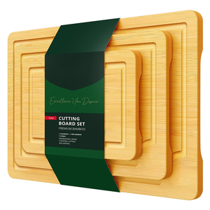 Ensemble <span class=keywords><strong>de</strong></span> 3 planches à découper en <span class=keywords><strong>bambou</strong></span> pour la cuisine Poignée facile à saisir Planches à découper épaisses pour les légumes à base <span class=keywords><strong>de</strong></span> viande Comprend des rainures <span class=keywords><strong>de</strong></span> jus pour - Product Image 1