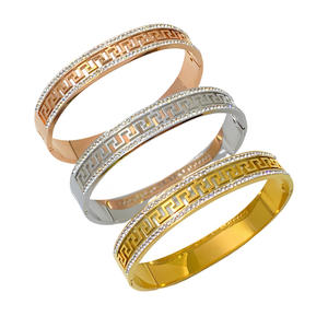 Exquisite Gold-Plated Stainless Steel Bracelet Fashion Jewelry Long Grid <b>Texture</b> Hollow-Out Diamond-Embedded Stylish Elegant - Product Image 1