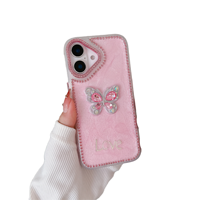 Coque de téléphone antichoc en TPU souple avec motif coquillage et strass papillon style INS pour iPhone 17/18/16 Pro Max