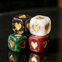 Dés de jeu de luxe en résine marbrée effet jade, coins carrés, thème forêt, pour Pathfinder RPG
