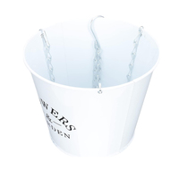 Pot de fleurs suspendu en métal galvanisé blanc, seau à plantes suspendu en fer avec chaîne métallique, panier suspendu pour la décoration de patio et de balcon