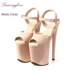 20cm 8 pollici Baby Pink Super tacchi alti <span class=keywords><strong>sandali</strong></span> da festa tacchi alti cinturini alla caviglia Pole dance scarpe da donna - Product Image 2