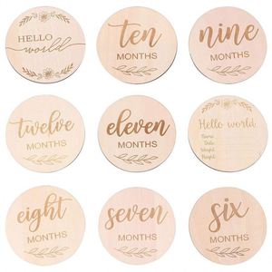 <b>Wooden</b> Baby Milestone <b>Cards</b> Newborn Month <b>Anniversary</b> Photo Prop Round Wood Slice for First Birthday Photography - Product Image 2
