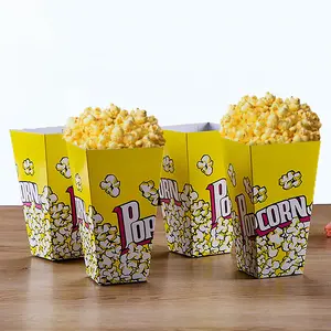 Vente en gros de gobelets en carton biodégradables pour snack et restauration rapide emballage de seau à pop-corn pour cinéma gobelets à pop-corn avec impression de logo