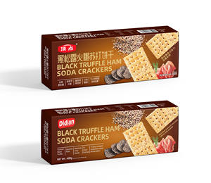 Premium Low-Salt Crispy Black <strong>Truffle</strong> Ham Soda Cracker Biscuits 20% Fat Box Bag Packaging for Unforgettable Snacking Experience - Product Image 1