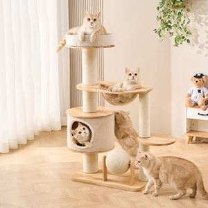 Tiragraffi per Gatti in Legno Massello con Cuccia Integrata e Funzionalità Antigraffio e Anti-perdita di Pelo - Product Image 1