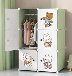 Armoire simple en plastique rose durable, armoire de rangement en tissu épaissi pour la chambre familiale, la chambre locative, les systèmes d'organisation de placards - Product Image 5