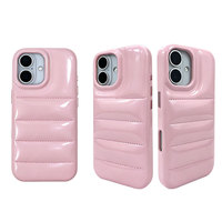 Glow Glossy Quilted Phone Case 3D Raised Channel Texture Shockproof Protective Cover for iPhone 18/17/16/15