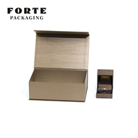 Boîte à bijoux en papier simili cuir marron faite à la main FOETE, pour bagues, bracelets, colliers, emballage magnétique, coffret cadeau pour bijoux