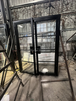 Porte d'entrée extérieure en fer forgé de luxe CBMmart, design moderne, porte en fer forgé avec vitrage, protection de la vie privée, villa
