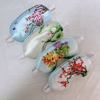 LINA Quatre pièces Printemps Eté Automne Hiver Fleur Masques Pour Les Yeux En Gros Impression Numérique Ombrage Sommeil Imité Soie Colorée