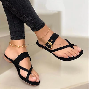Summer New Women's Pintoed Flat Bottom Slippers Large Strap Casual Sandals - Product Image 1