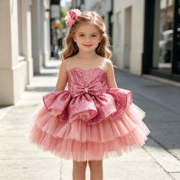 Robe tutu en tulle à plusieurs niveaux avec corsage à sequins et perles, bandeau fleuri assorti, costume de princesse pour Noël, robe de fête pour bébé fille