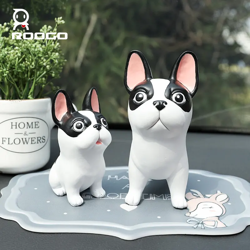 Roogo Lucky Dogs Ornaments For Home Cute Resin Figurines Of Animals For Decoration Feng Shui Miniature Figurine Home Furnishing