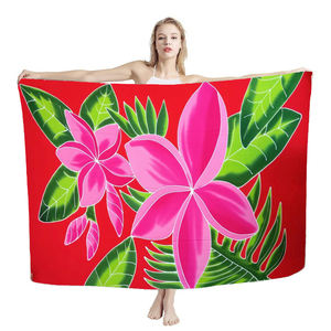 批发新产品夏威夷热带风格鸡蛋花芙蓉设计定制环保超级纱笼围巾拉瓦纱笼 - Product Image 3