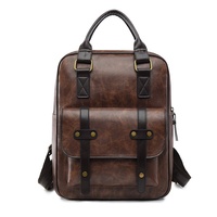 Sac à dos fourre-tout vintage en cuir PU avec poignée supérieure, fermeture éclair, poche avant et intérieur spacieux pour le travail et les voyages